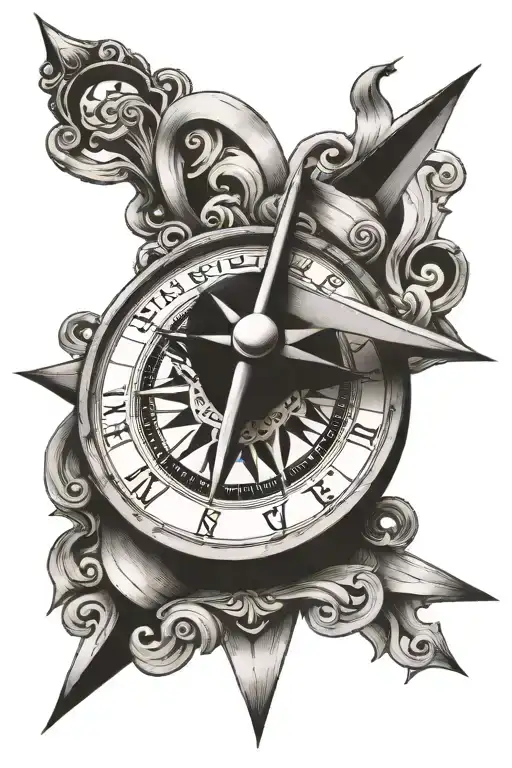 Long Slim Compass In Neck