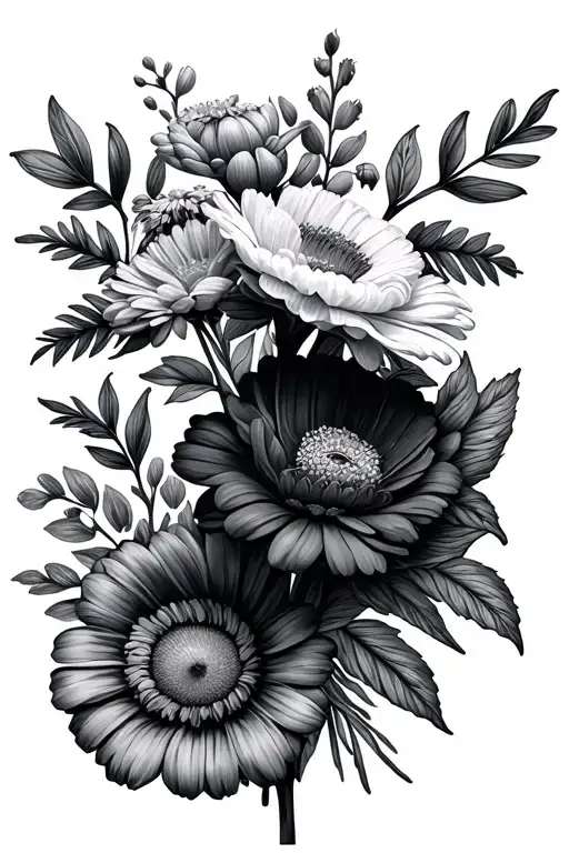 July October And December Birth Flower Bouquet Tied