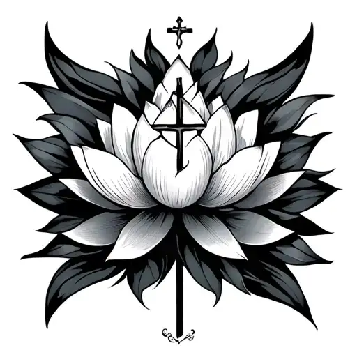 Lotus Flower Back With A Cross