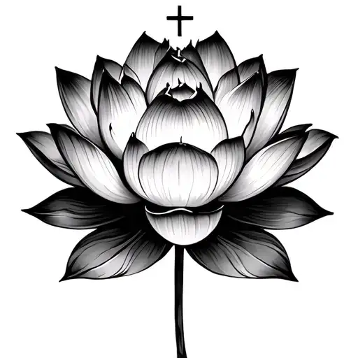 Lotus Flower Black With A Cross