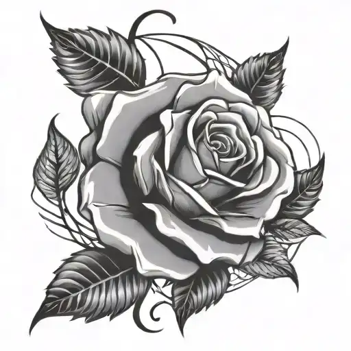 Abstract Rose Tattoo With Leo Zodiac Sign