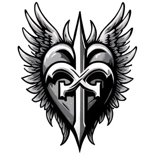 Saints Logo Combined With Heart And Wings Spread Wide Behind Heart