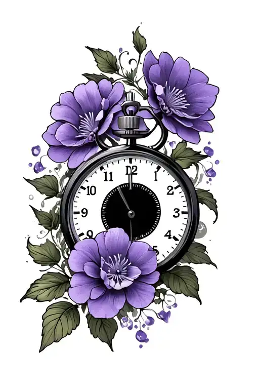 Violet Flowers With A Stopwatch