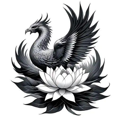 Phoenix Rising From Lotus
