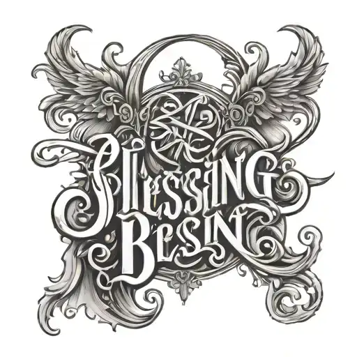 The Word Blessing In Calligraphy