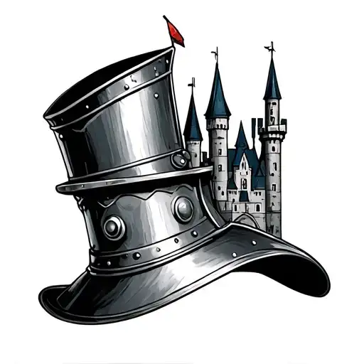 The Tin Man Hat With The Castle From Oz Located In The Upper Right Corner