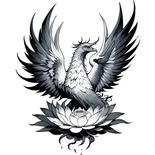 Phoenix Rising From Lotus