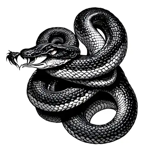 Snake Spiraled Around Arm Going Onto Chest With Head Cut Of