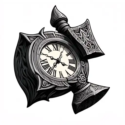 Viking Hammer Old English Clock Center