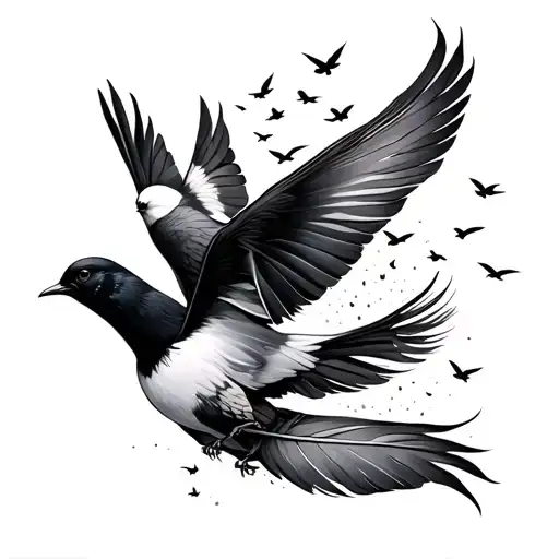 Feather And Birds Flying Away