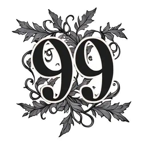 999 Number With Vines