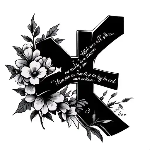 Basic Cross With Flowers Surrounding It With A Temporary Bible Verse Underneath