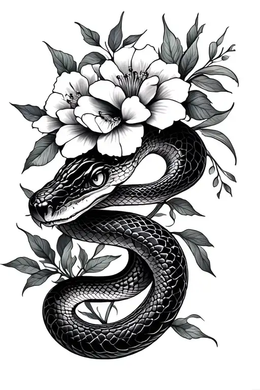 Snake And Flowers