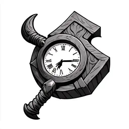 Viking Hammer With Clock Center