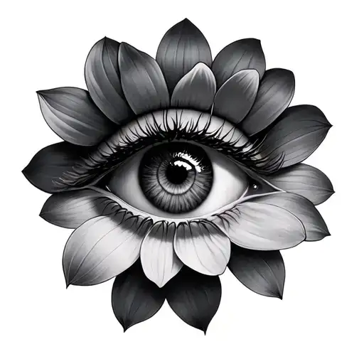 Woman's Eyes Looking Through Flower