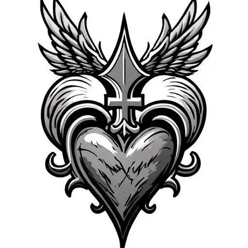 Saints Logo With Heart And Wings Spread Outward From The Center