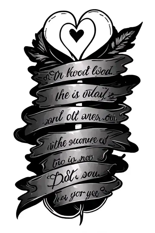 Small Short Narrow Vertical Back Spine Tattoo Small Heart At Top With Bible Verse