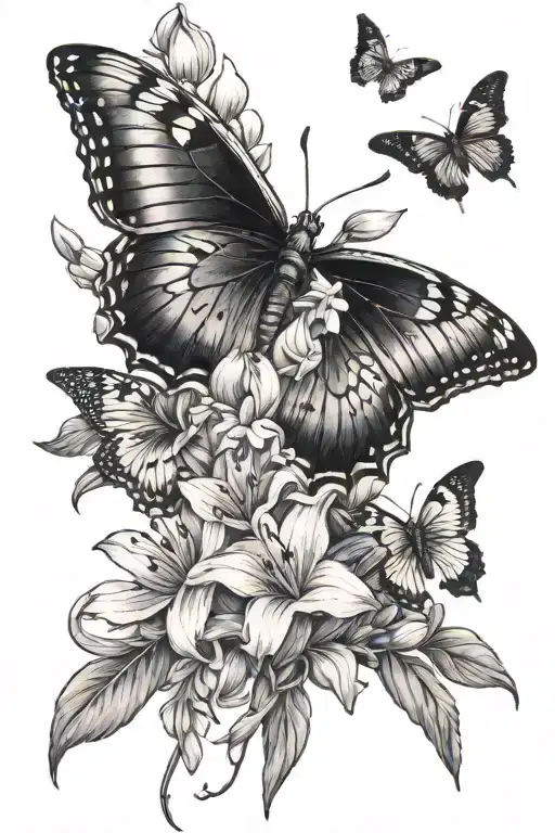 Hawthorn And Gladiolus Flower Bouquet With 3D Butterfly