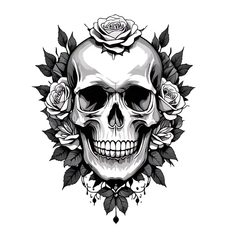 Geometric Shapes With Roses And Skulls
