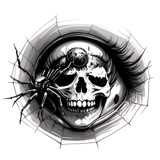 Skull With Spider Crawling Out Of The Eye Maybe Some Webs