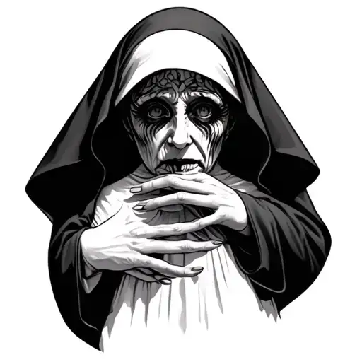 Possessed Nun Hand Tattoo Realistic