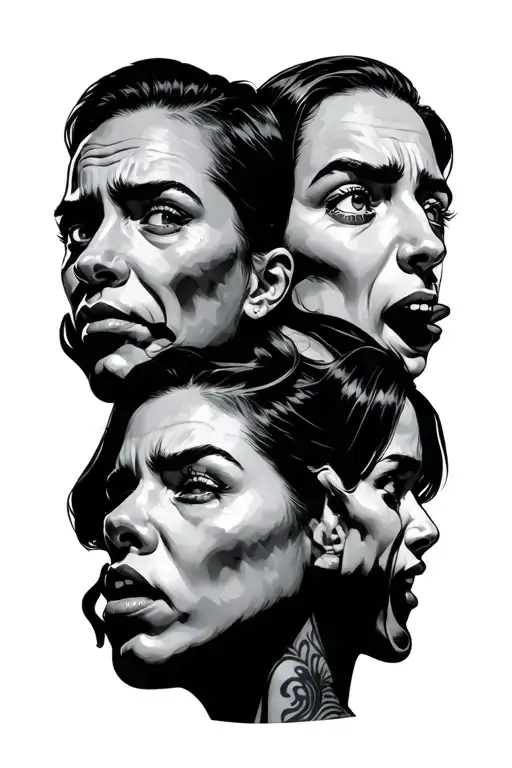 Faces Showing Emotions Like Enjoying Angrying Thinking