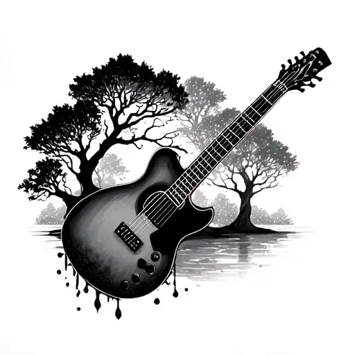 Guitar Outline Trees Inside It