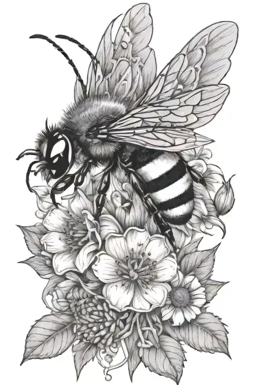 Fine Line Flowers Bees Lady Bird