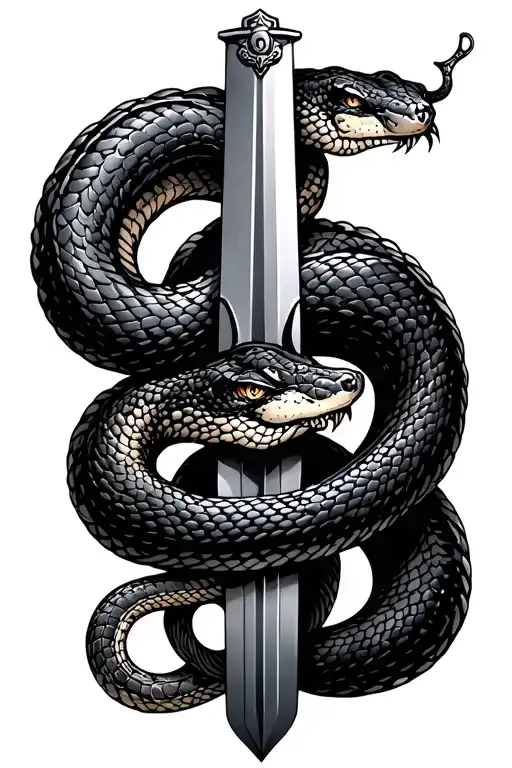 Snake Wrapped Around A Sword