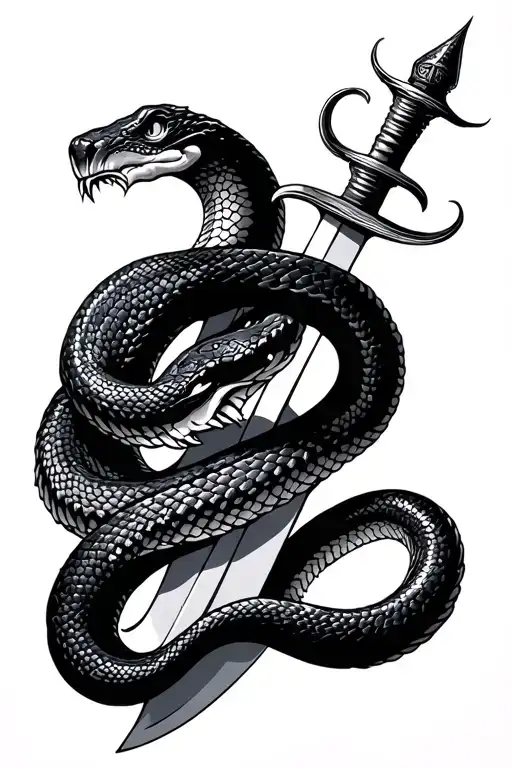 Snake Wrapped Around A Sword