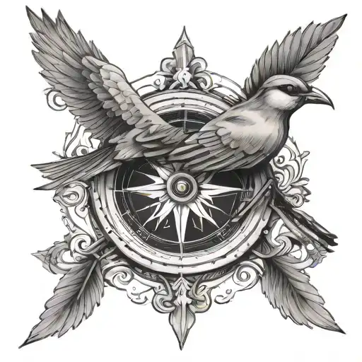 Bird With Compass Surrounded