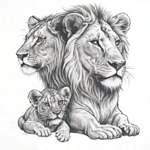 Lion Lioness Lioness Baby