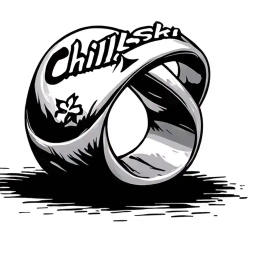 Chillski Spelled Out Inside Of Ring Finger With An Infinity Sign