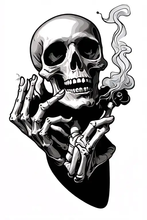 Religious Skeleton Smoking