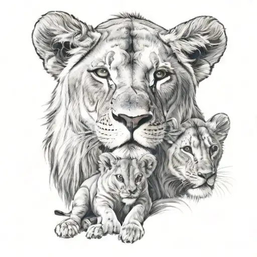 Lion Lioness Baby Lioness