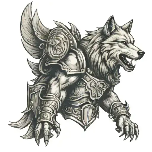 Wolf In Spartan Armor Howling