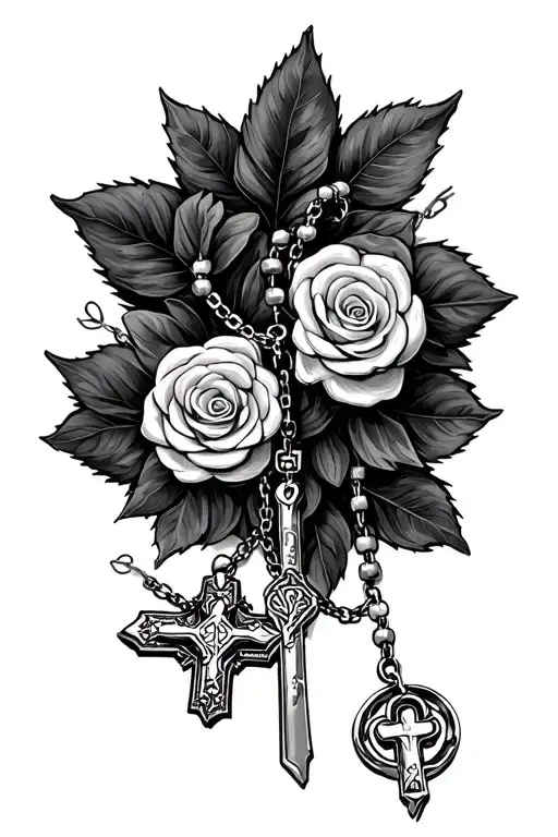 A Light Rosary Necklace And A Dark Rosary Necklace Next To Each Other