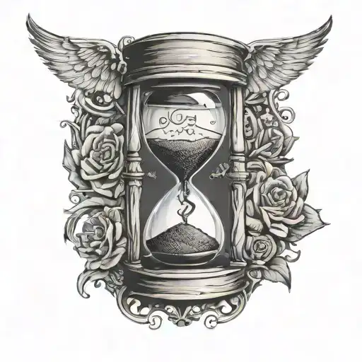 Old Hourglass With The Words Brotherhood Of Time Carved In The Wood