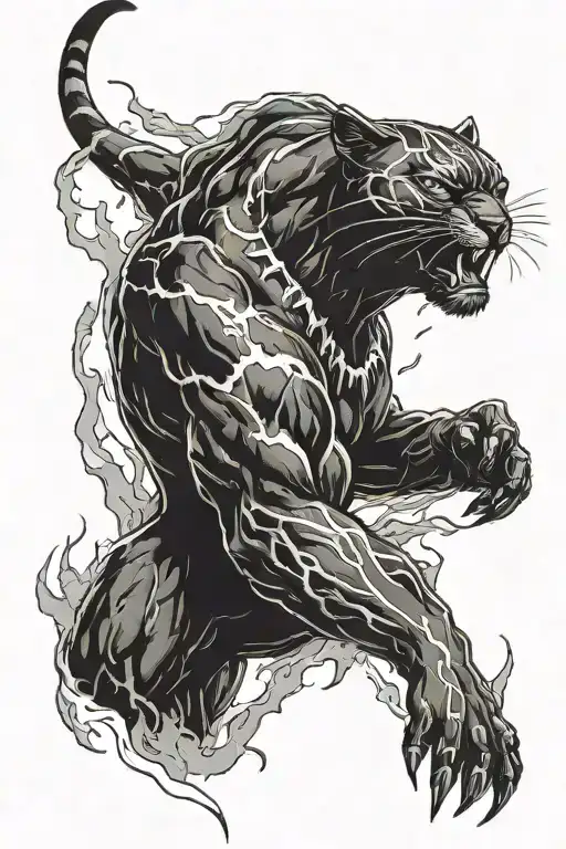 Black Panther In Lightning Storm