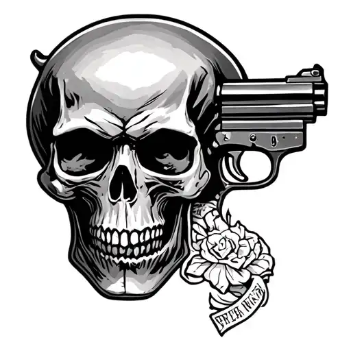Skull With Pistol