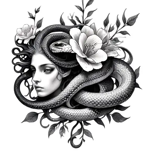 Medusa 4 Snakes 4 Flowers