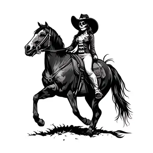 Calavera Cowgirl Riding A Horse