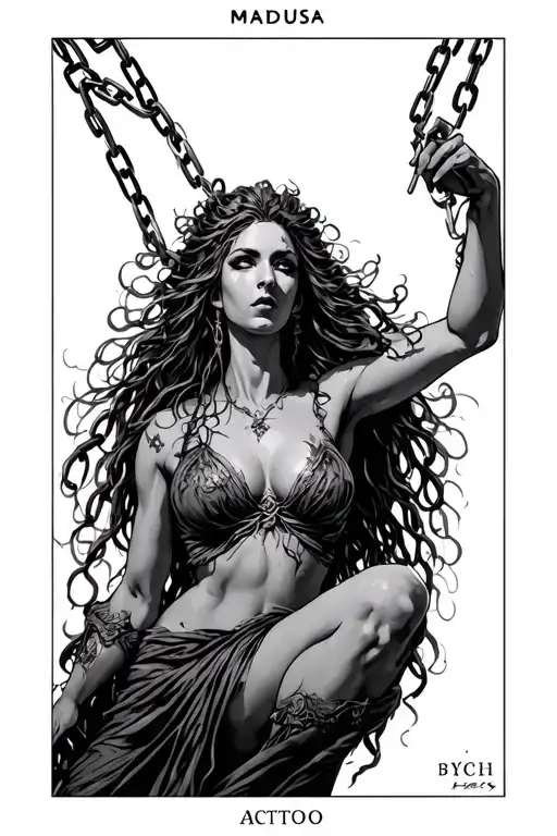 Madusa Breaking Chains Tarot Card