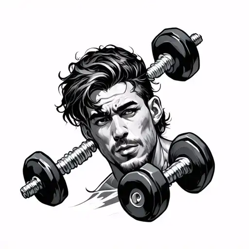 Beaun With A Dumbell Passing Throigh It