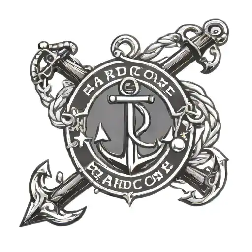 Hardcore Bands Logo With Anchor And Ship