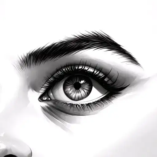 Realism Women's Eyes Looking Forward