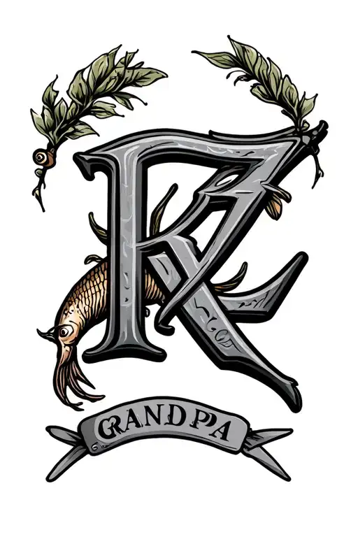 Hunting And Fishing Grandpa Initials R Z Surrounded