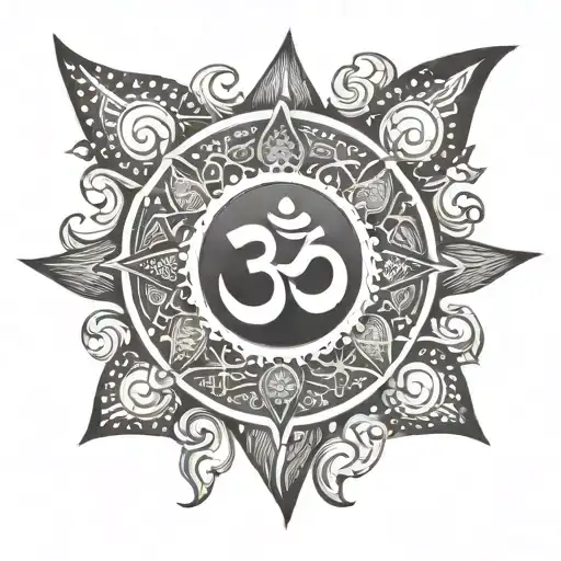 Trishul Om Symbol Sun Setting