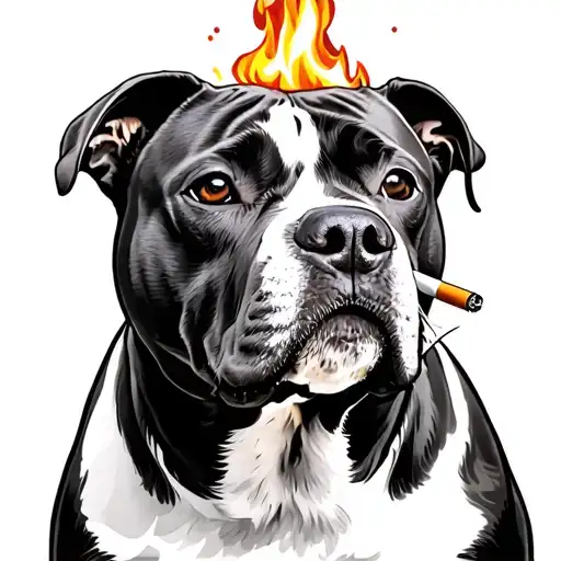 Pit Bull With Cigarette Burning Black