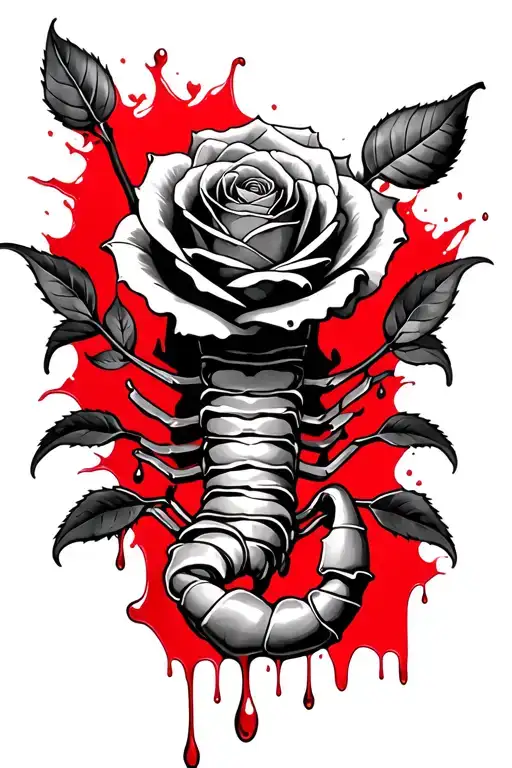Scorpio Red Rose Blood Dripping